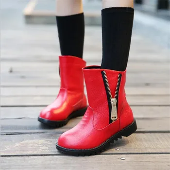 2018 есен зима Детски обувки естествена кожа кадифе мода момиче ботуши Детски ботуши водоустойчив памучен обувки