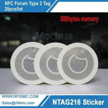Ntag216 етикети NTAG216 NFC етикет Tag 888 байта диаметър 25 мм за всички телефони на NFC