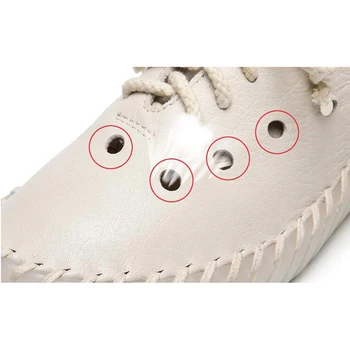 2018 Пролет жени ръчно изработени обувки балерина апартаменти обувки Дамски обувки от естествена кожа, мокасини стягам мокасини бели обувки c109