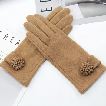2019 нови дамски аксесоари проста вълнена сензорен екран дамски ръкавици цветя, декоративни ръкавици за колоездене шофиране топли ръкавици S62