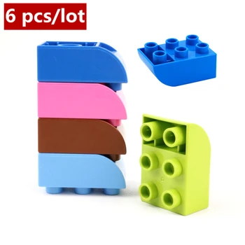 6 бр./лот 2x3dots извити едностранно тухли големи частици градивните елементи на играчки за деца