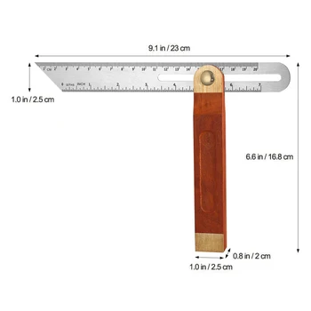 9-инчов строително дърводелски квадрат опитайте квадратен регулируема плъзгаща тънки Калибър твърда дръжка от неръждаема стомана на острието инструменти за дърво е хубаво