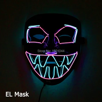 Нова висококачествена ужасна маска за Хелоуин светещ led маска парти с 3V устойчиво мигаща контролер Черна Маска вендета