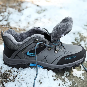Мъжете планински обувки зима дебела кожа туризъм маратонки за мъже треккинговые обувки голям размер водоустойчив обувки тактически обувки човек