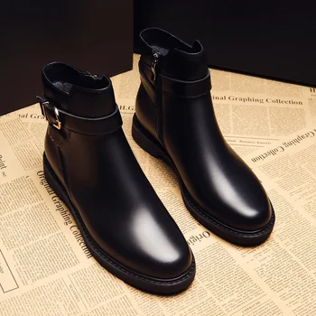 италианската марка дизайнер каубойски ботуши за жени Ежедневни Челси зареждане на черна естествена кожа обувки есен зима глезена botas zapatos