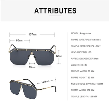 2021 Нови Слънчеви Очила За Мъже Модни Слънчеви Очила Без Рамки Стари Квадратни Очила Gafas De Sol Personality Trend Люнета Homme