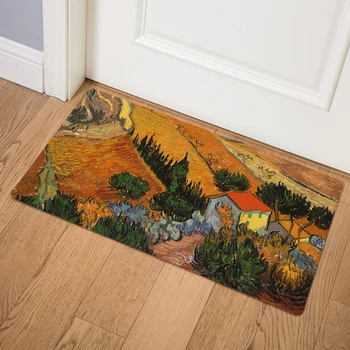 Маслени картини на Ван Гог звездното небе PVC кожени подложки 46*76 водоустойчив кухненски килим на входа нескользящий декор портрет на вратата на колата мат