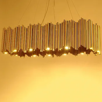 Пост-модерен дизайн злато алуминиева тръба окачен лампа Италия дизайн Delightfull осветление с полилеи led проект на светлината