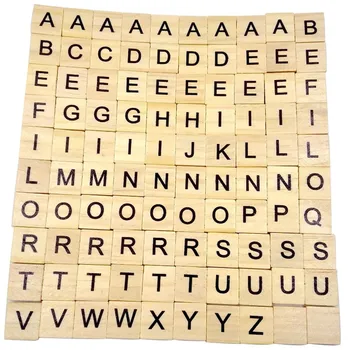 100шт дървени Тършува плочки черни букви, цифри за занаяти дървени азбуки високо качество L828