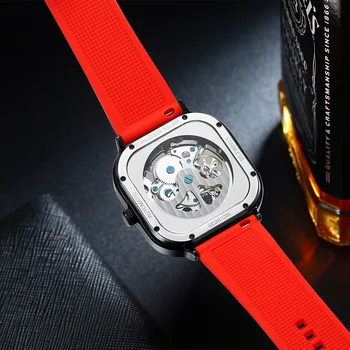 2020 нови мъжки автоматичен часовник най-добрата марка на луксозни силиконов каучук кухи швейцарски квадратни часовници top ten