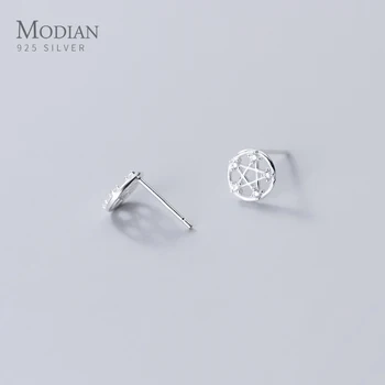 Modian New Simple Twinkling Zircon Starshine Anti-Allergy обеци-карамфил от сребро 925 проба за жени Korea-Style Fine Jewelry