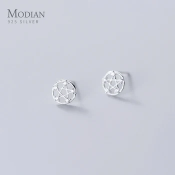 Modian New Simple Twinkling Zircon Starshine Anti-Allergy обеци-карамфил от сребро 925 проба за жени Korea-Style Fine Jewelry