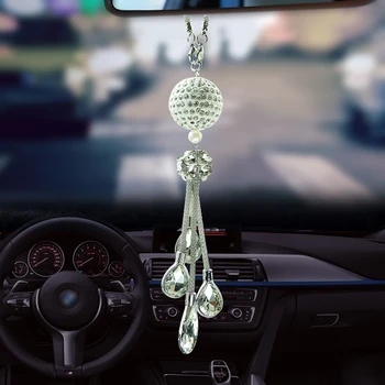Огледалото За Обратно Виждане На Автомобила Висулка Метална Кристална Топка Диамантена Декоративна Окачване, Висящи Бижута Подаръци Стайлинг Автомобили