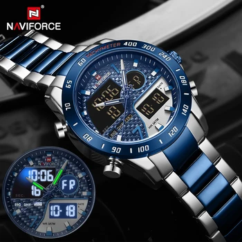 Мъжки Часовник NAVIFORCE Top Luxury Brand хронограф кварцов мъжки часовници-спортни ръчни часовници е от неръждаема стомана Relogio Masculino