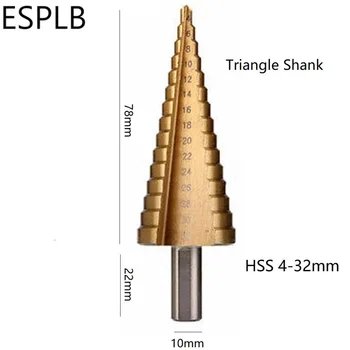 ESPLB HSS 4-32mm тренировка метална стоманена стъпка с форма на Пагода триъгълник / шестоъгълник джолан тренировки конус тренировки титан бита комплект