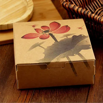 20 бр. крафт-хартия скоростна на бисквитка китайски стил на цветя модел десерт торта бонбони сладък мед бутилка опаковка кутии за сватбен подарък