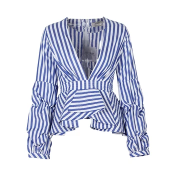 TWOTWINSTYLE ежедневни шарени хит цветна риза за жени V образно деколте с пищни ръкави на блузи, дамски 2020 Пролетната мода нови дрехи