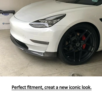 Колата предната бамперная Устна за Tesla Model 3 базов седан, 4-врати дълъг обхват въглеродни влакна броня Устна спойлер