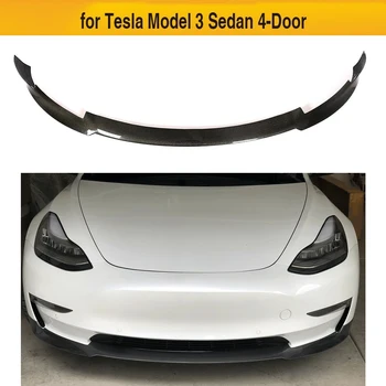 Колата предната бамперная Устна за Tesla Model 3 базов седан, 4-врати дълъг обхват въглеродни влакна броня Устна спойлер