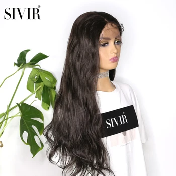 Обемна вълна коса-черен цвят синтетични перука дантела за черни жени мода средният размер на чешки средната част на швейцария перука дантела