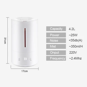 KBAYBO 4.2 L овлажнител на въздуха етерично масло с аромат на въздушния филтър дифузер срокове интелигентен сензорен екран, регулируема мъгла брой