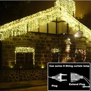 4.6 M LED Топка Коледа Light Outdoor Indoor Garland String Фея Light Street Icicle Curtain Drop 0.4-0.6 m Garden Home Decor