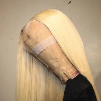 13x1 права перука светъл цвят 150% 613 T Part Lace Front Human Hair перуки за жени Реми бразилски перука на косата с детски коса