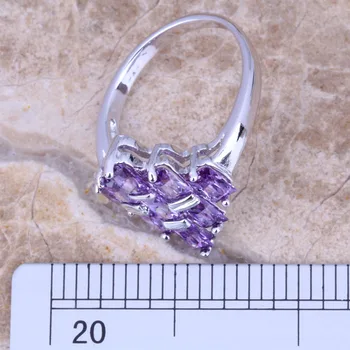 Весел лилаво кубичен цирконий със сребърно покритие дамски бижута пръстен размер 6 / 7 / 8 / 9 R0757