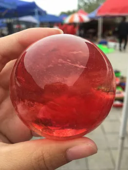 1бр красива червена прозрачна разтопен кварц кристал обхват на топка изцеление 60 мм