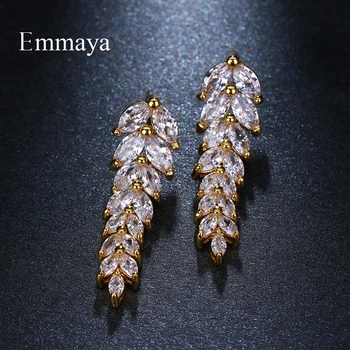 Emmaya марка мода Чар AAA кубичен Циркон многоцветен Salix лист с висулка, обеци за жени на сватбата на партията на бижута подарък