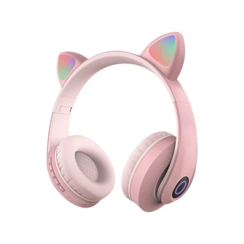 Нов LED Cat Ear шумоподавляющие Bluetooth слушалки 5.0 младите хора сладък деца слушалки подкрепа TF карта 3,5 мм мъжки с микрофон