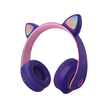 Нов LED Cat Ear шумоподавляющие Bluetooth слушалки 5.0 младите хора сладък деца слушалки подкрепа TF карта 3,5 мм мъжки с микрофон