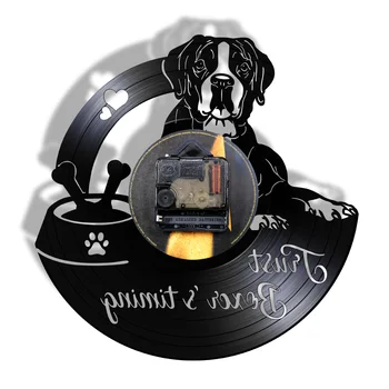 Just Boxer s Timing Love Heart Paw Bone Смешни Family Member Personality Wall Clock Boxer I Love Dog Joke Vinyl LP Night Light