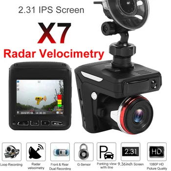 VODOOL X7 2 in 1 Dash Cam Car radar Detector 2.31 inch IPS Display 1080p Full HD Таблото Camera Vehicle Анти радар