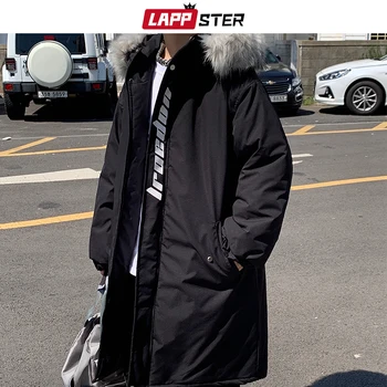 LAPPSTER мъжете градинска хип-хоп зима яке 2020 дълга козина Мъжки Harajuku кожа с качулка, якета, мъжки палта Kpop мода ветровка
