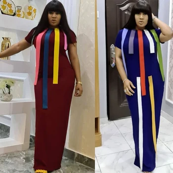 Maxi Africa Dress Африкански Рокли За Жени Dashiki Stripe Patchwok Robe Boubou Africaine Femme Басейн Plus Size Африканска Облекло