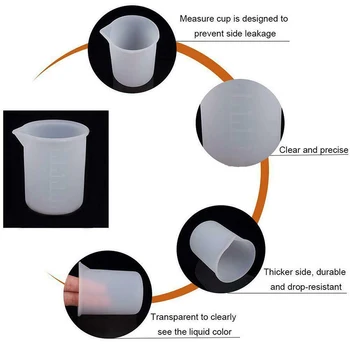 4шт силиконови мерителни чаши 100 мл епоксидна смола чаша Кристален скала направи си САМ ръчно изработени вода Floursh Бял мерителна чашка с кухненски инструмент
