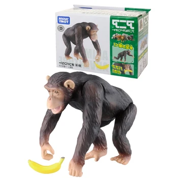 Takara Томи ANIA Animal World фигурки на героите див тигър шимпанзета с банан носорог ABS смола модел на детски образователни играчки