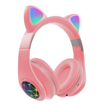 Bluetooth M2 Cat Ear Luminous Head-mounted Wireless Bluetooth Headset With Microphone Hands-free Support TF Card AUX Play New