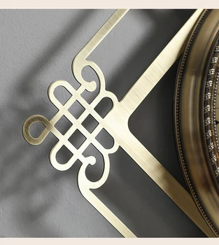 Китайски метални махалото на стенен часовник злато хол луксозни големи часовници Стенни тъпо творчески ретро кварц декорация на дома AB50ZB
