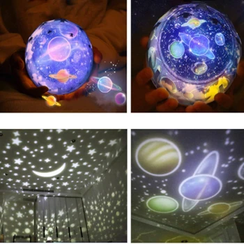 Led Night Light Детска Лампа На Батерии Звездното Небе Магическа Звезда, Луната На Планета Проектор, Лампа На Космоса, Вселената Нощна Лампа