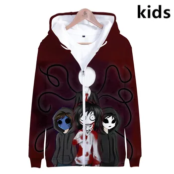 3 до 14 години, деца качулки аниме Creepypasta 3d печат hoody hoody момчета момичета мода Harajuku яке палто детски дрехи