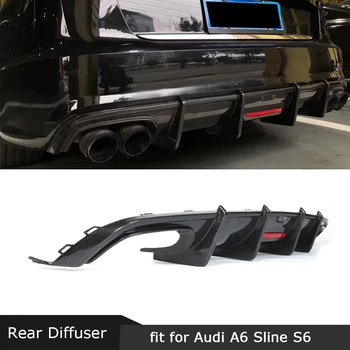 За Audi A6 Sline S6 2013-2018 (не за основание A6 ) заден дифузьор от въглеродни влакна ребра акула стил Skid Plate бронята на колата охрана
