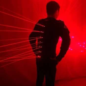 Безплатна доставка Червен лазерен жилетка LED дрехи, лазерни костюми, от 650 nm лазерен човек костюми за нощни клубове изпълнители