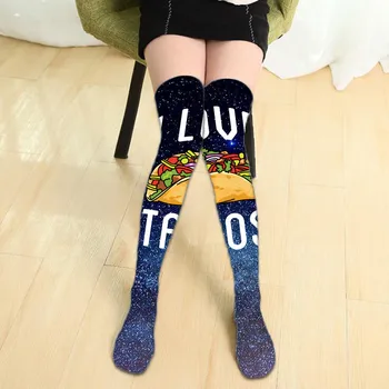 Мода дами над коляното чорапи Дамски чорапи сладко хип-високите коледни дълги чорапи за момичета възли подаръци 5SW22