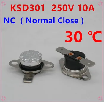 10шт KSD301 30 градуса по Целзий 30 C нормалното затваряне на NC Терморегулируемый ключ термостат 250V 10A топлинна протектор