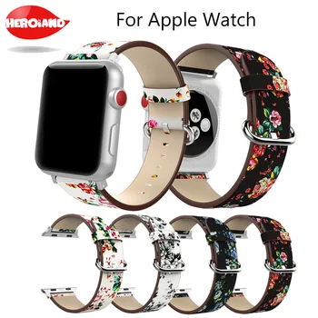 Национален цветен принт кожена линия за часа 4 3 2 1 каишка за Apple Watch Band 38 мм 42 мм 40 мм 44 мм спортни ръчен часовник гривна
