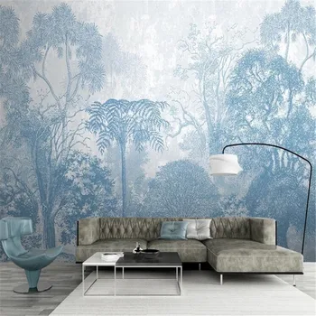 Custom customized 3D wallpaper стенопис Nordic hand-painted woods forest bedroom background wallpaper стенопис