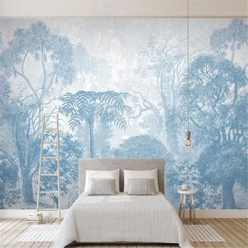 Custom customized 3D wallpaper стенопис Nordic hand-painted woods forest bedroom background wallpaper стенопис