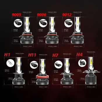 2 елемента H4 led лампи, мини led светлини H1 H7 H8 / H9 / H11 9005 / HB3 / H10 / 9006 / HB4 9012 6000 ДО 8000LM / set.12V 24V.